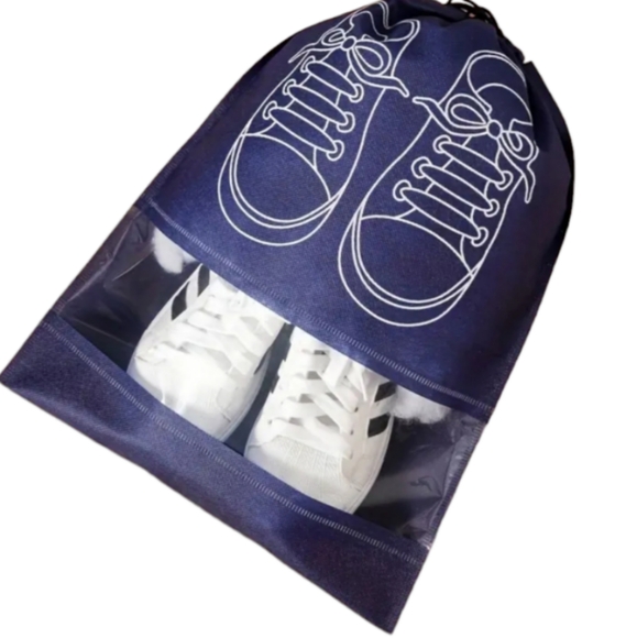 NEW 5-Pc Navy Blue Shoe Travel Storage Bags - Picture 1 of 5